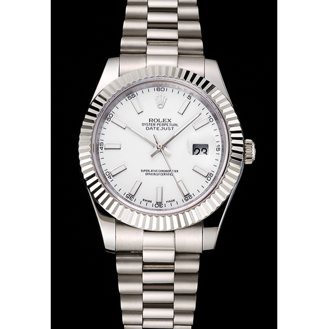 MiroTime 0704 Swiss Rolex Datejust White Dial Stainless Steel Case And Bracelet